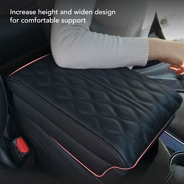 Armstödslåda Kuddfodral Minnesskum Mjuk Bekväm Mikrofiberläder Repskyddande Ersättning för Tesla Model 3 Y Svart