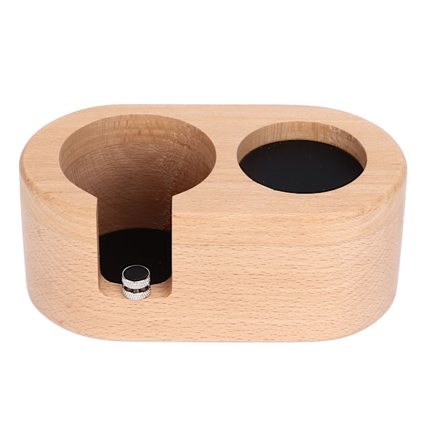 Kaffe Filter Tamper Hållare 58mm Bländare Kaffe Knock Box Trä Textur Trä Kaffe Tamping Station med halkfria fötter
