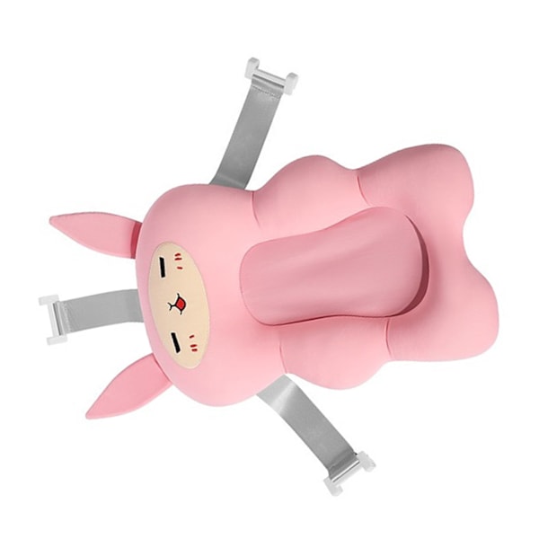 Baby bad upphängningsdyna Nyfödd spädbarn säker halkfri kudde Universal tvätttillbehör Rosa långörad kanin