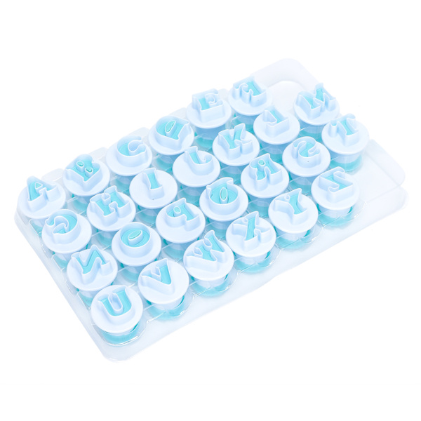 26 st stora bokstäver kakformar mini plast alfabet fondant skärare DIY tårta kexform