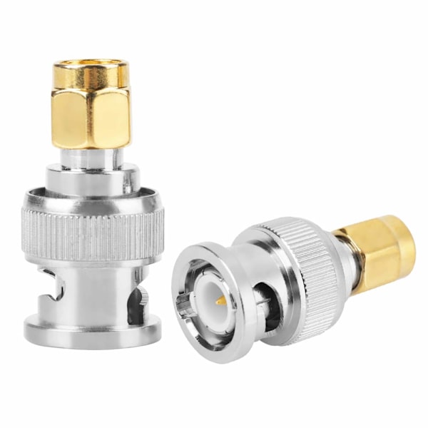 2 st BNC hane till SMA hane RF koaxialkontakt adapter testkonverterare Fint till kopparmaterial