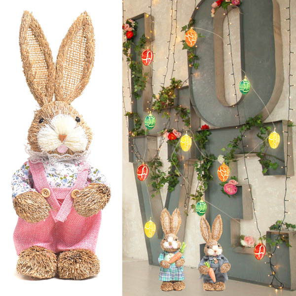 Simulering Påsk Kanin Dekoration 32/45*15cm Bunny Figur Cattail Hantverk Prydnad Present Till Hem Semester 3 3