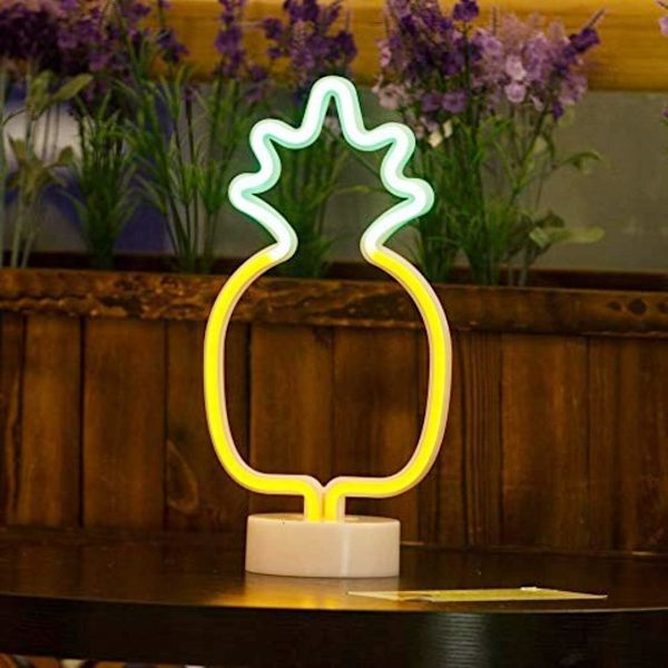 Neon söt ananasljusskylt natt med dekorljus hållare, skyltar för jul födelsedagsfest, barnrum, vardagsrum, bröllopsfest