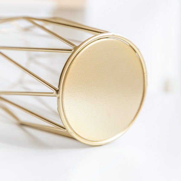 Vas för Pampasgräs, Glas Guld Hög Golvvas med Geometrisk Metallstativ, Blomkruka för Skandinavisk Dekoration, Centerpiece för Skrivbordskontor
