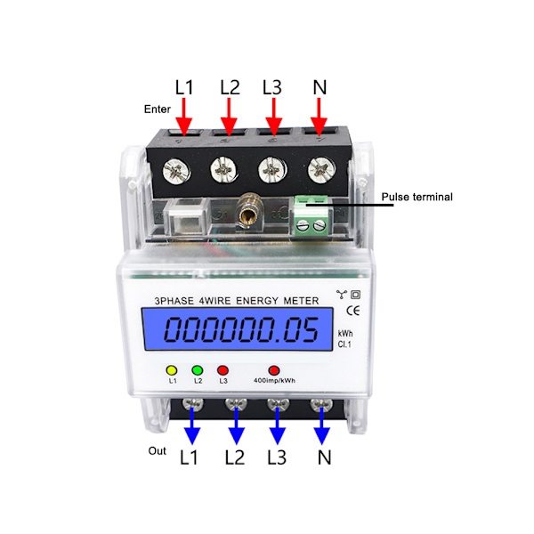 3-fas 4-ledare DIN-skena mätare DTS1891 Hög precision 4P Vit skal Energimätare 50Hz