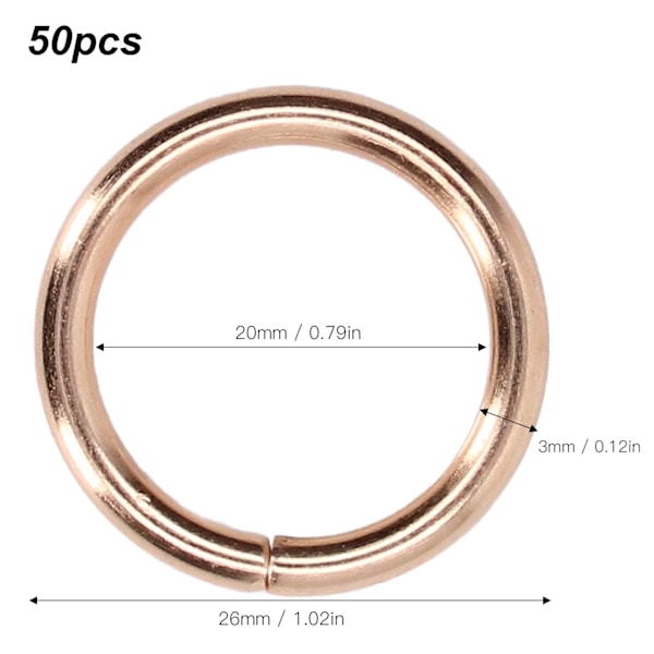 50 st metallringar 20x3mm järn galvaniserat robust hållbar bred applikation utsökt O-ringar guld