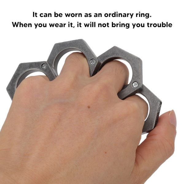 Försvar Ring Aluminiumlegering Glansig Hexagonal Fönsterbrytare för Nöd Försvar Leveranser Antik Silver