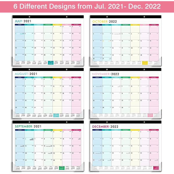 2021-2022 Skrivbordskalender - 18 månadskalender för skrivbord/vägg 2-i-1,16,8" x 12", juli 2021 - december 2022, tjockt papper med hörnskydd, stort