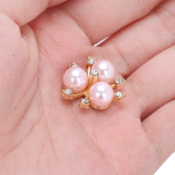 20 st pärlblommor strass DIY kläder manschett brosch mode smycken accessoarer rosa
