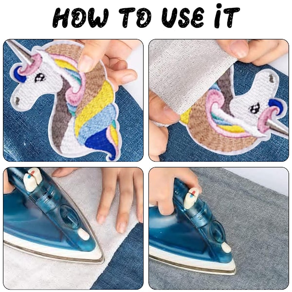 Söt Styling Påsydd Stryk På Patch, Trendig Glänsande Broderad Patch Enhörning För DIY-Tillbehör, Dekorera Din T-shirt, Kjol, Jeans, Västar, Hattar,