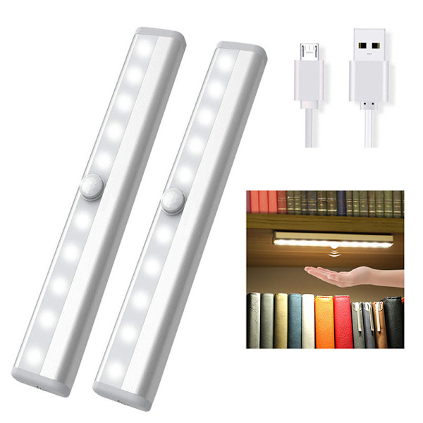 Rörelsesensor garderobsbelysning, USB uppladdningsbar