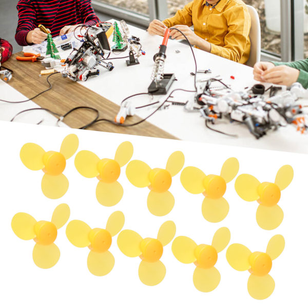 10 st Propellrar för Leksaker ABS Plast 3 Blad Fläkt DIY Leksaksmodell Tillbehör Gul 743Y2A