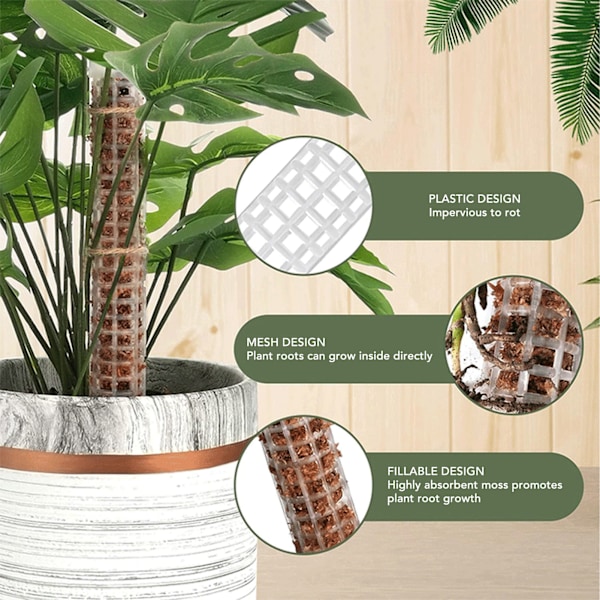 Stapelbar Mossestav i Mesh för Inomhusväxter Monstera Klätterväxter Plaststöd Kit