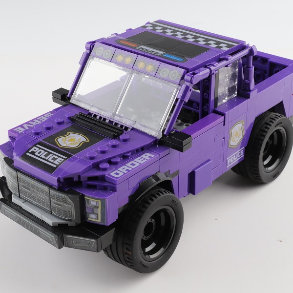 Klassisk kreativ programmeringslåda, bygg din egen leksak, barns byggsats, programmering pickup truck leksak - lila