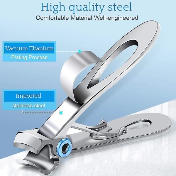 Nagelklippare för tjocka naglar - Bred käköppning Stora nagelklippare, Rostfritt stål Heavy Duty Clippers för tjocka naglar, silver