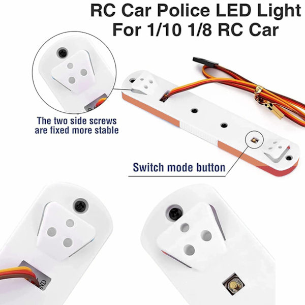 RC Polis Ljus Ultra Ljus Stark Simulering Modell Bil LED Polis Blixtljus 145x22x12mm För 1:8 1:10 RC Modell Bil Gul