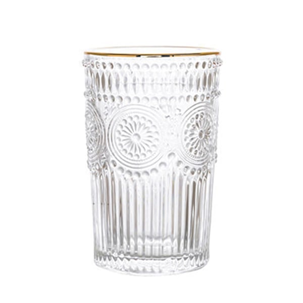 Tidlös Charm Glas, Vintage Dricksglas med Präglade Ribbade Mönster, Elegant Set för Cocktail, Vatten, Juice