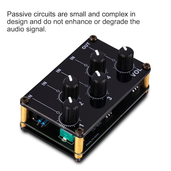Bärbar ljudmixer i metall med passiv kretsdesign 1 ingång 4 utgångar 4-kanals ljudmixer för PC-inspelning