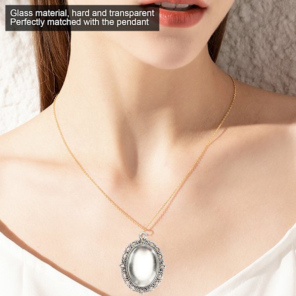 10 set glasplåsterhänge ovala brickor glas cabochon klara kupolplattor DIY smyckestillbehör