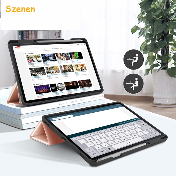 Fodral kompatibelt med Samsung Galaxy Tab S7 FE 12.4 5G/ S8+ Plus 5G 2022/ S7+ Plus 12.4 - Ultra tunt med stativfunktion Slim PU-läder Passar