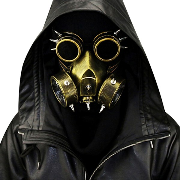 Steampunk Gasmask Glasögon Spikar Skelett Krigare Dödsmask Maskerad Cosplay Halloween Kostym Rekvisita