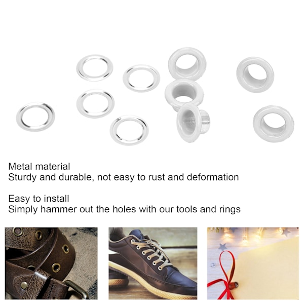 500 set 8mm öljettögla kit rostskydd metall läder öljetter kit öljetter verktygssats för reparation dekoration vit