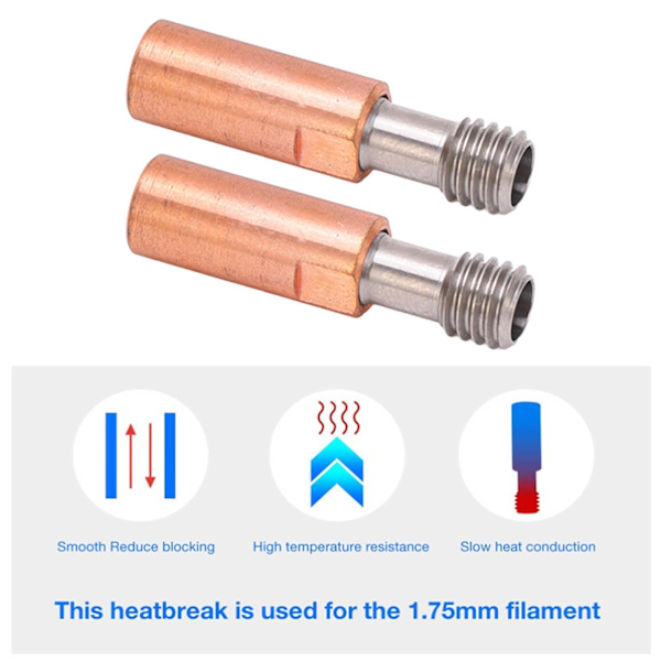 2 st 3D-skrivarhalsmunstycke Ti-legering Koppar Bimetall för Ender 3 3 V2 3 Pro Hotend 4,1 mm Genomgående Hål