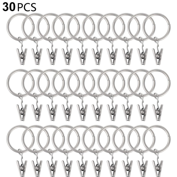 30 delar Gardinklämma Gardinstång 25mm Gardinklämma Plätering