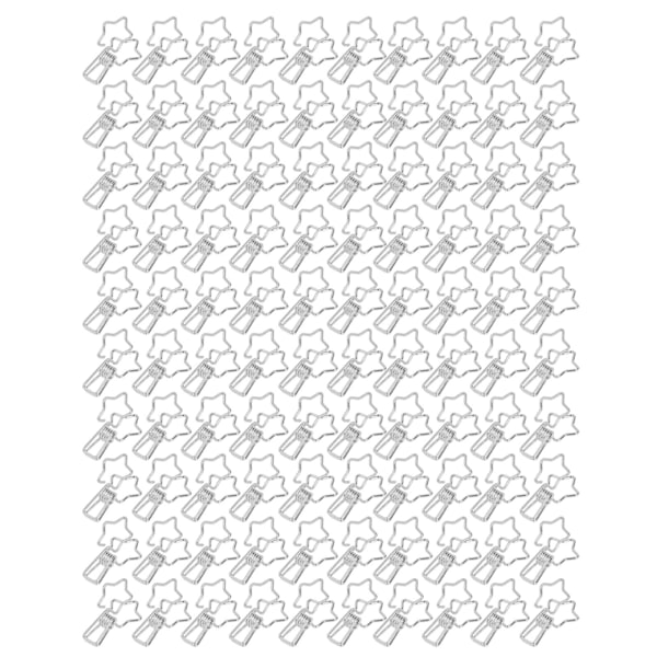 100 stjärnformade klämmor i ihålig design, starka klämmor, små pappersklämmor för dokument, kläder, papper, silver
