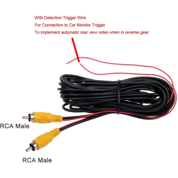 Videokabel för backkamera, bildskärm, CCTV-förlängningssladd, RCA-uttag, phono-kontakt + DC-ström 2,1x5,5 mm-kontakt 2-i-1 10M 32FT