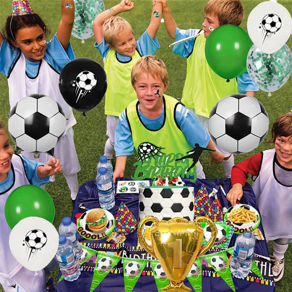 Fotbollsfest Ballongbåge Kit Fotbollsballong Festdekoration Inklusive Fotbollsmästerskapscup Folieballong Grön Vit Svart Latexballong