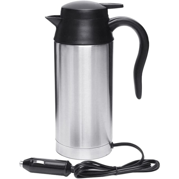 750 ml elektrisk vattenkokare i rostfritt stål 12 V automatisk uppvärmning snabb uppvärmning elektrisk värmekopp resetermosar för långa bilresor, camping, utomhus
