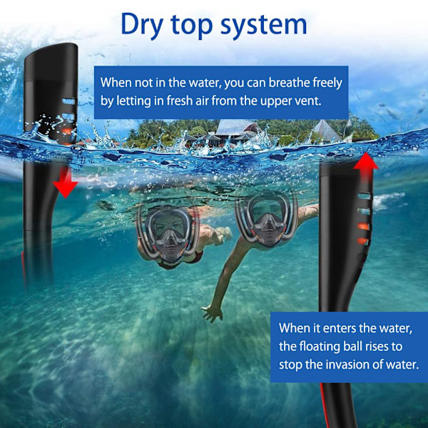 Snorkelglasögon Dubbla Rör Silikon Helt Torra Dykglasögon Simglasögon Dykglasögon Undervattensandningsapparat