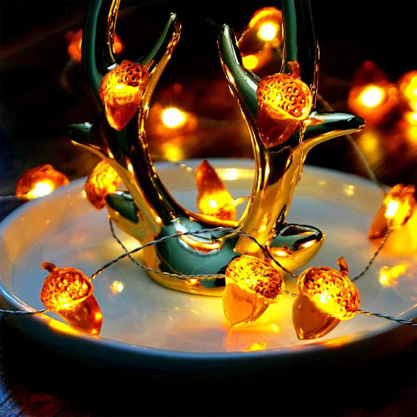 LED-ljusslinga 20 LED-ekorrlampor ljusslinga batteridriven 6,5 fot ljusslinga med fjärrkontroll för Thanksgiving höst sovrum jul halloween höst