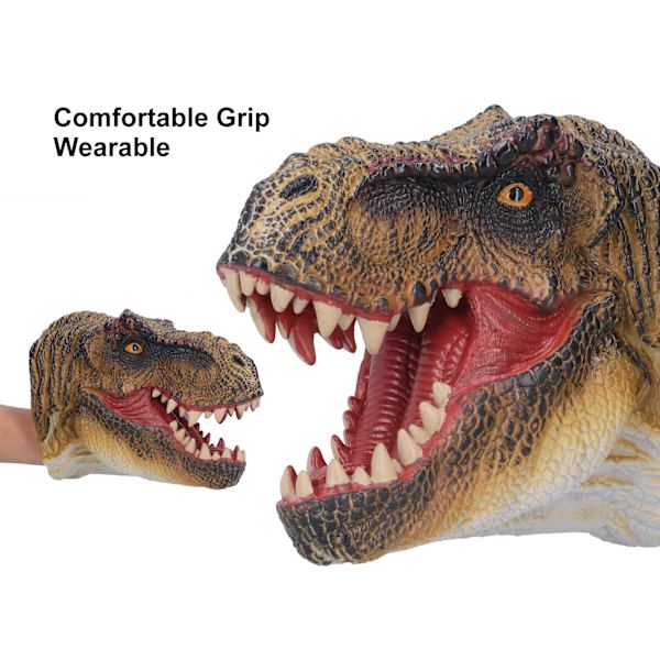 Dinosauriehanddocka i gummi - Bärbar, giftfri, hållbar, slitstark, handmålad dinosauriehanddocka