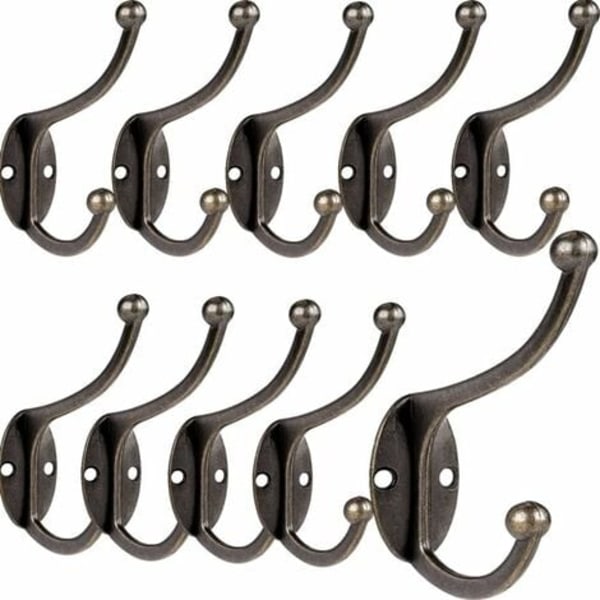 10 st Retro krok Klädkrok Väggmonterad Vintage Metall Dörrkrok för Badrum Kök Sovrum Entré (Koppar)