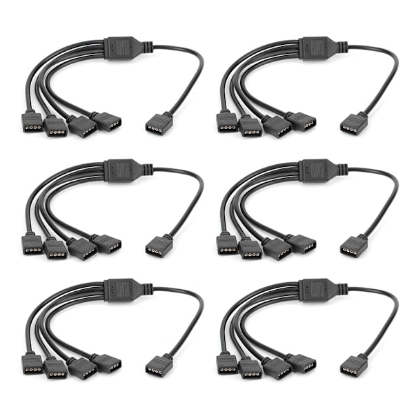 6 st 4-stifts LED-splitterkabel RGB LED-ljusremsanslutningskabel för 3528 5050Svart 1 till 4-kabel