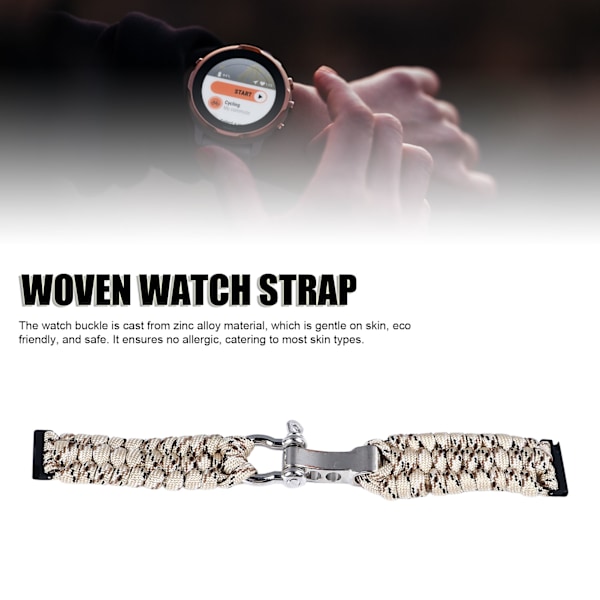 Ersättningsarmband Klocka Vävt Band Nylon Paracord Vävt Handgjort Klockarmband för Suunto 7 9 D5i 24mm Desert