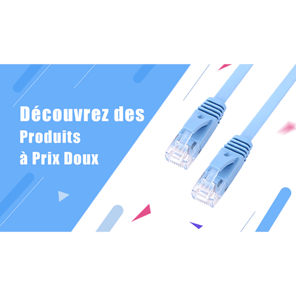 RJ45 CAT6 Ethernet Nätverk Platt LAN-kabel UTP Patch Router-kablar 1000M Blå 0,5 meter