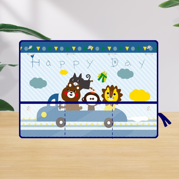 Bilsolskyddsgardin Multifunktionell Förvaring Solskyddsgardin Med Nätväska Cartoon Sugkoppsgardin Glad Körning