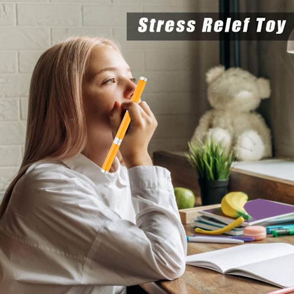 Nyhet Snurrande Penna 3 Sektioner Akryl Magnet Fidget Rullande Finger Roterande Penna med Läderfodral Orange