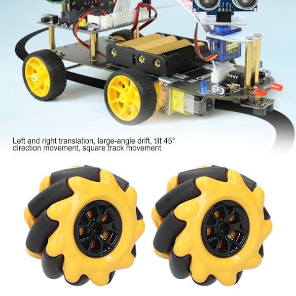 Mecanumhjul OmniDirectional Smart Robot Bildelar Tillbehör DIY Leksakskomponenter 60mm(1 Par )