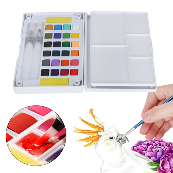 Vattenfärg Pigment Bärbar Ljus Färg Nybörjare Konstnär Vattenfärg Målarset med Penna 24 Färger