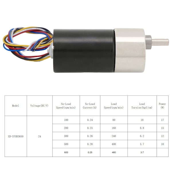 DC Borstlös Motor Mini Växellåda 24V CW/CCW för CNC-maskinverktyg XD-37GB3650600rpm/min