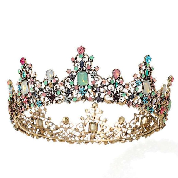 Bröllopstiara med Strass, Barock Drottningkrona med Hel Krondesign, Håraccessoarer för Kostymfest i Kristalllegering för Kvinnor, Perfekt Vintage Charm