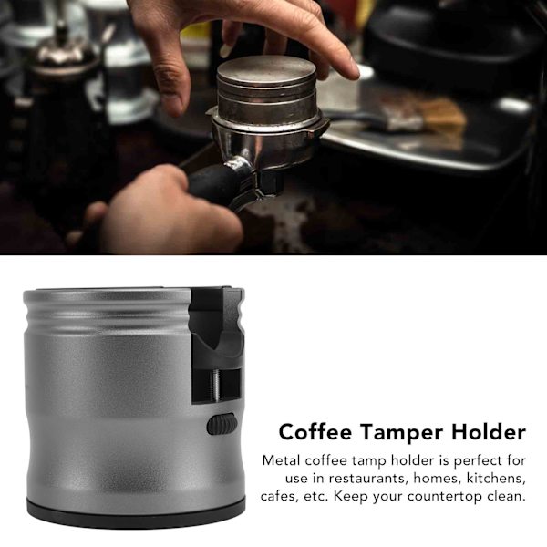 Rund kaffepresshållare i aluminiumlegering, halkfri, justerbar, universell, för hem och café, svart