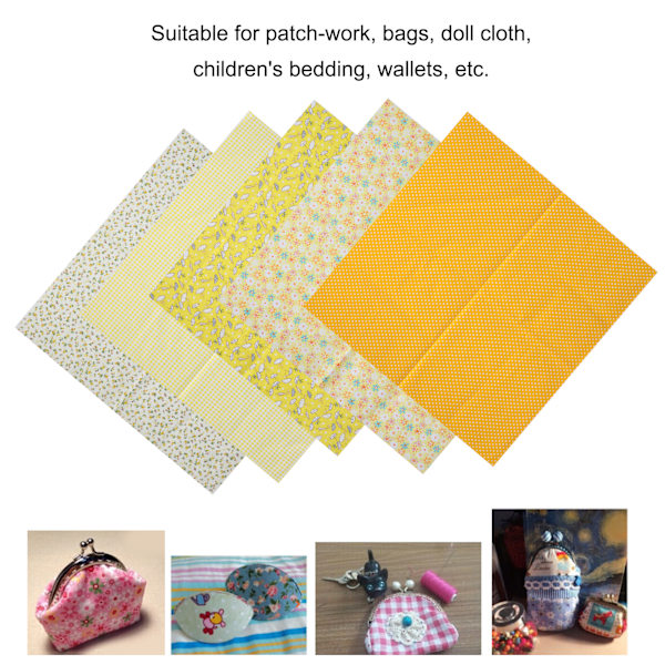 2 Set Bomullstyg Slättväv Trycktyg DIY Sömnad Quiltning PatchWork 5 Färger 50x50cm (Gul )