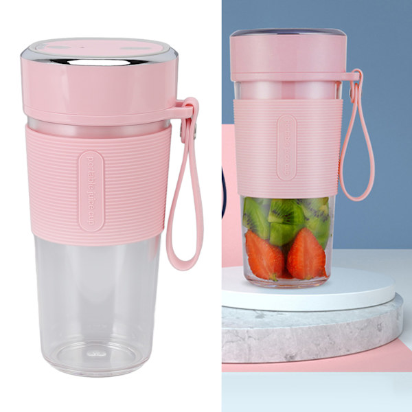 Elektrisk Blender med USB-Laddning, BPA-Fri, En-Delad Tätning, SUS304 Rostfritt Stål Blad, Vattentät, Individuell Blender, Rosa