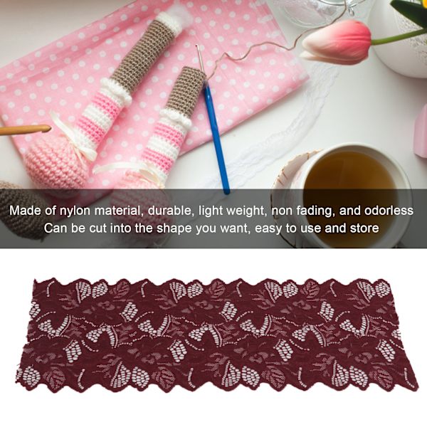 Spetsband DIY Bomulls Nät 16,5 cm Bredd 10 Yards Utsökt Spetskant för Gardin Kläder Duk Present Dekoration Vinröd