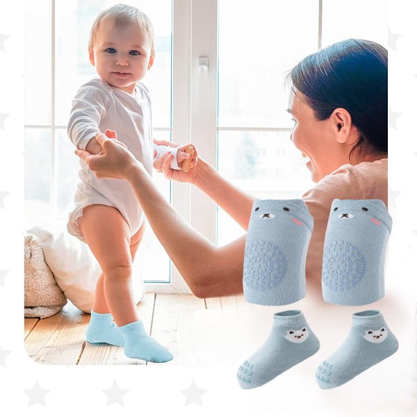 Baby Crawling Anti-Slip Knäskydd och Baby Anti-Slip strumpor